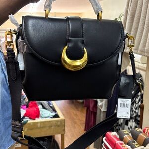 Donna Karan Black Crossbody Bag with Gold Accents